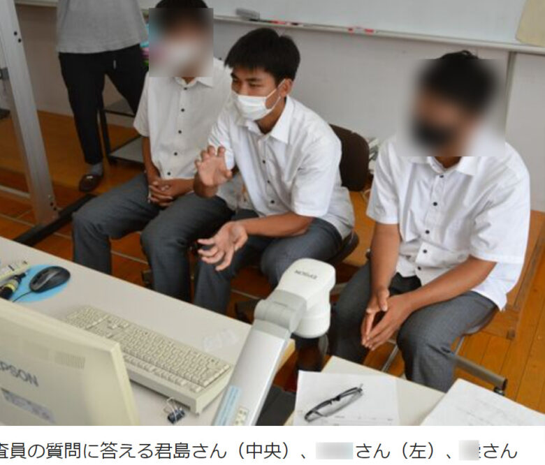 君島秀治郎容疑者が栃木県立馬頭高等学校でリモート説明している様子