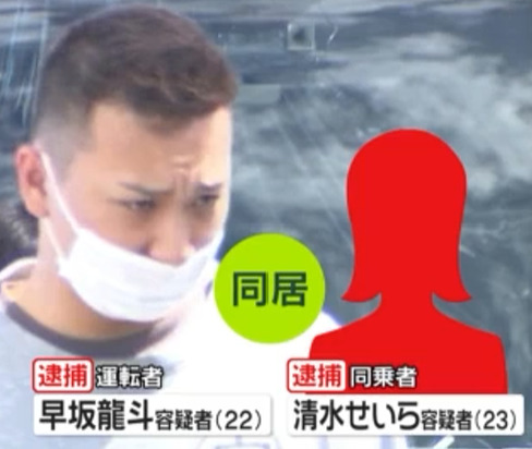 清水せいら容疑者と早坂龍斗容疑者が同居しているという報道画像